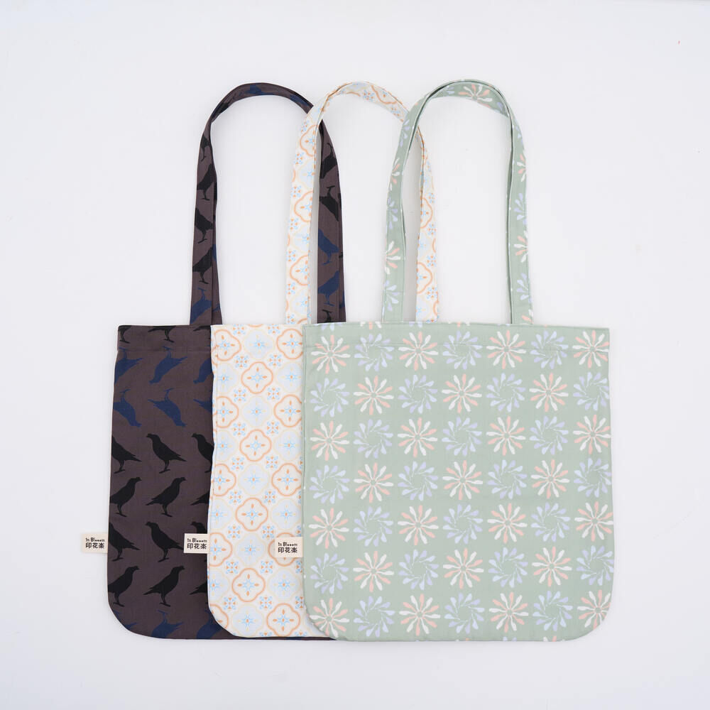 印花樂圓角方形購物袋/台灣八哥5號/工匠灰黑