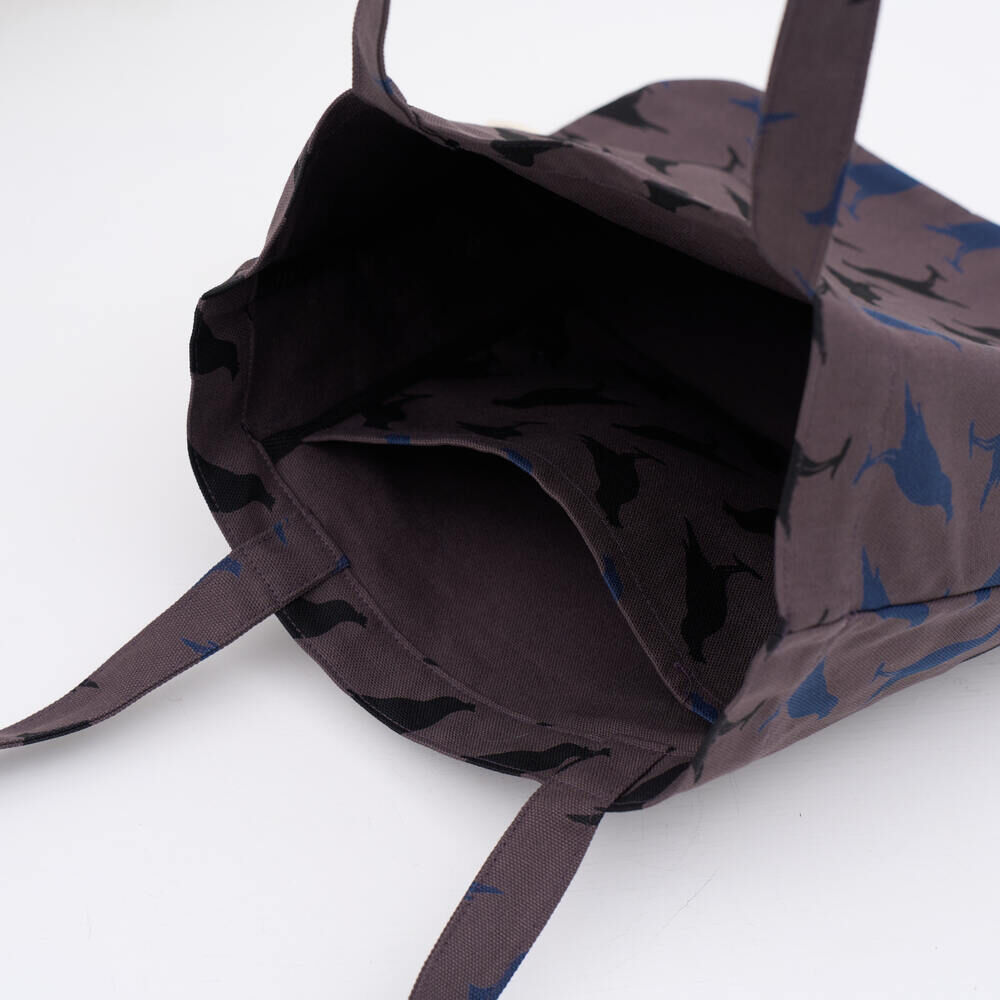 印花樂圓角方形購物袋/台灣八哥5號/工匠灰黑