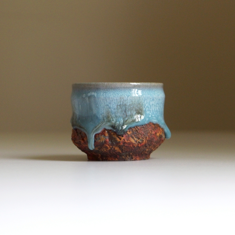 藍釉瀑主人杯