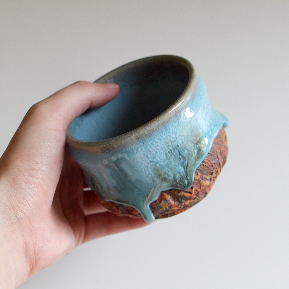 藍釉瀑主人杯