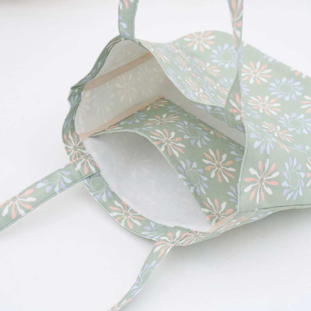 印花樂圓角方形購物袋/烏秋圈圈/春綠花園