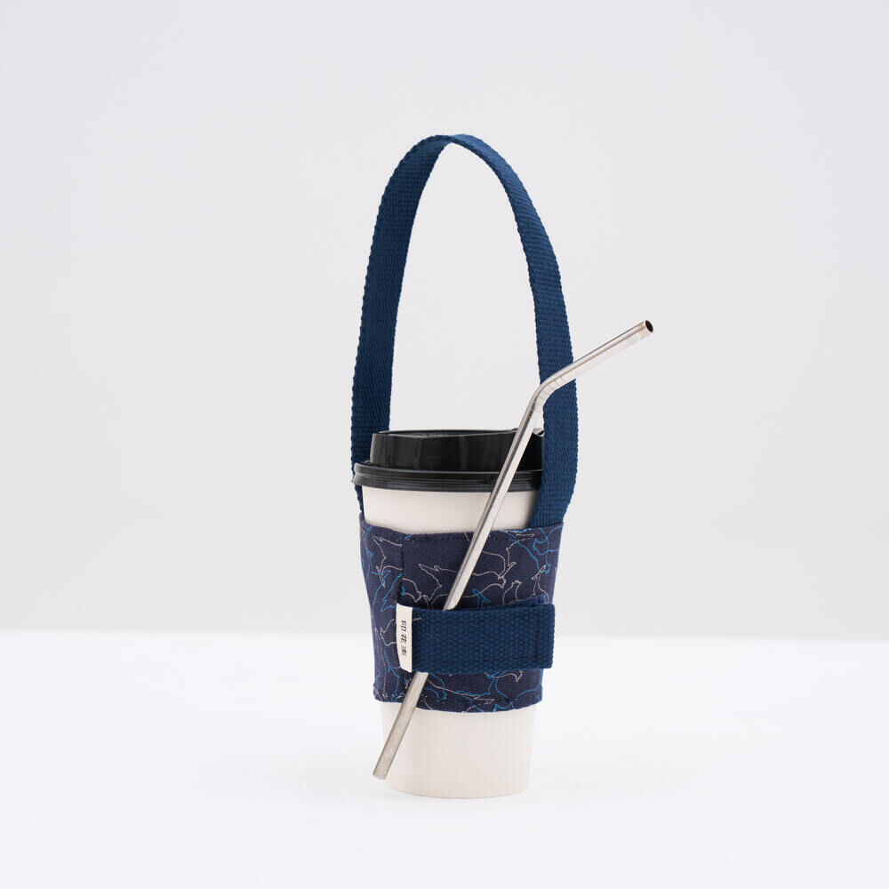 Take-Out Cup & Straw Holder/Crested Myna No.2/Dark Blue