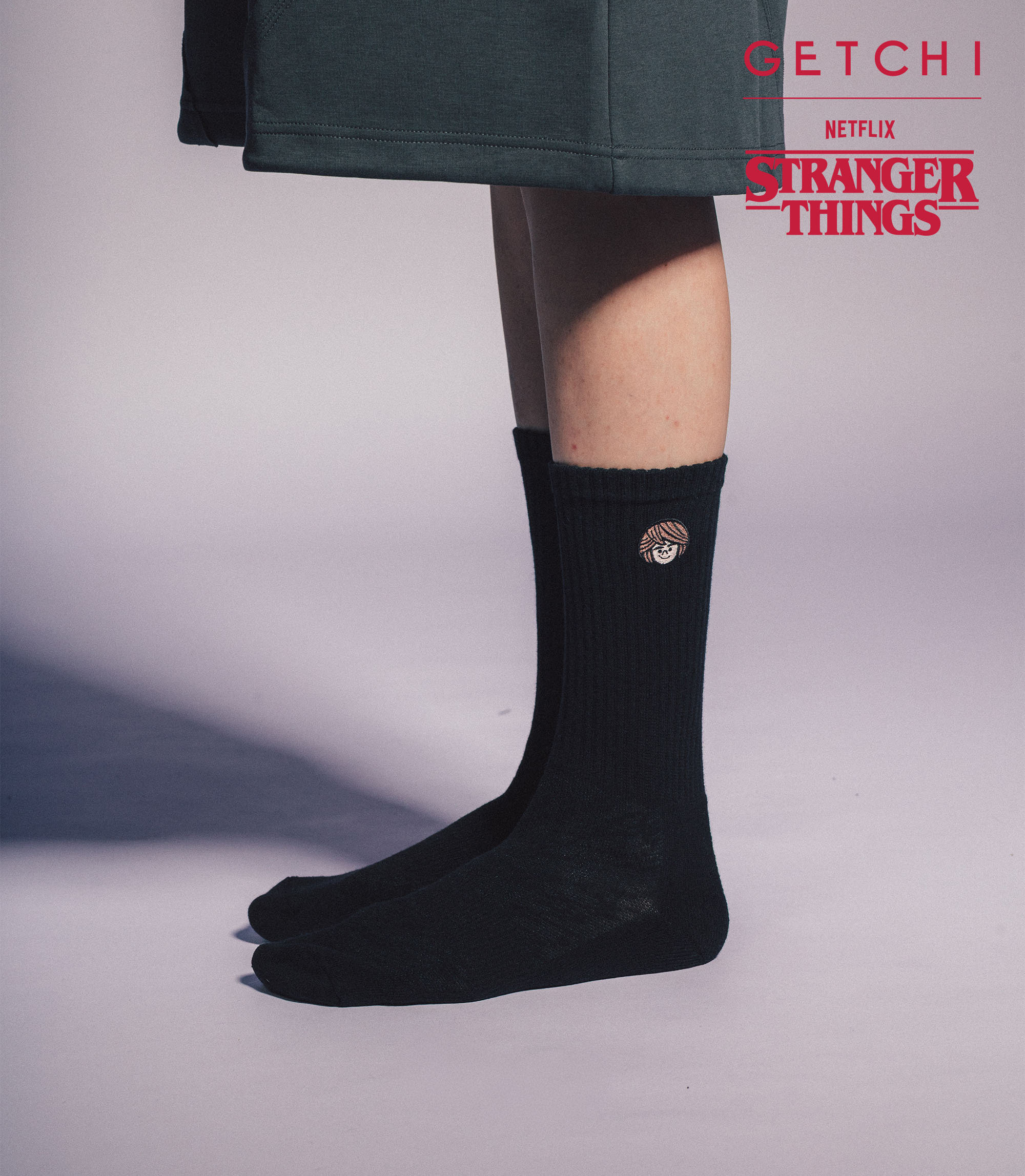 (現貨)Getchi X Stranger Things Q版主角系列襪子(黑/白)