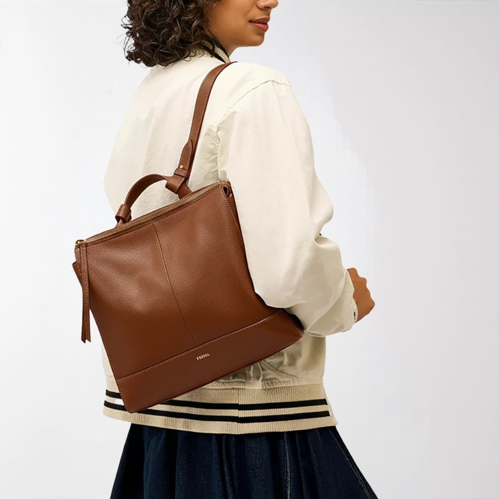 Elina 真皮兩用小後背包-咖啡色 SHB2979210