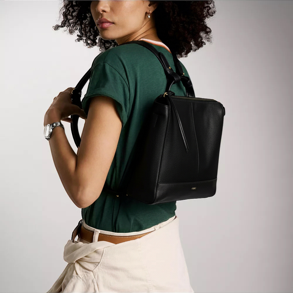 Elina 真皮兩用小後背包-黑色 SHB2979001