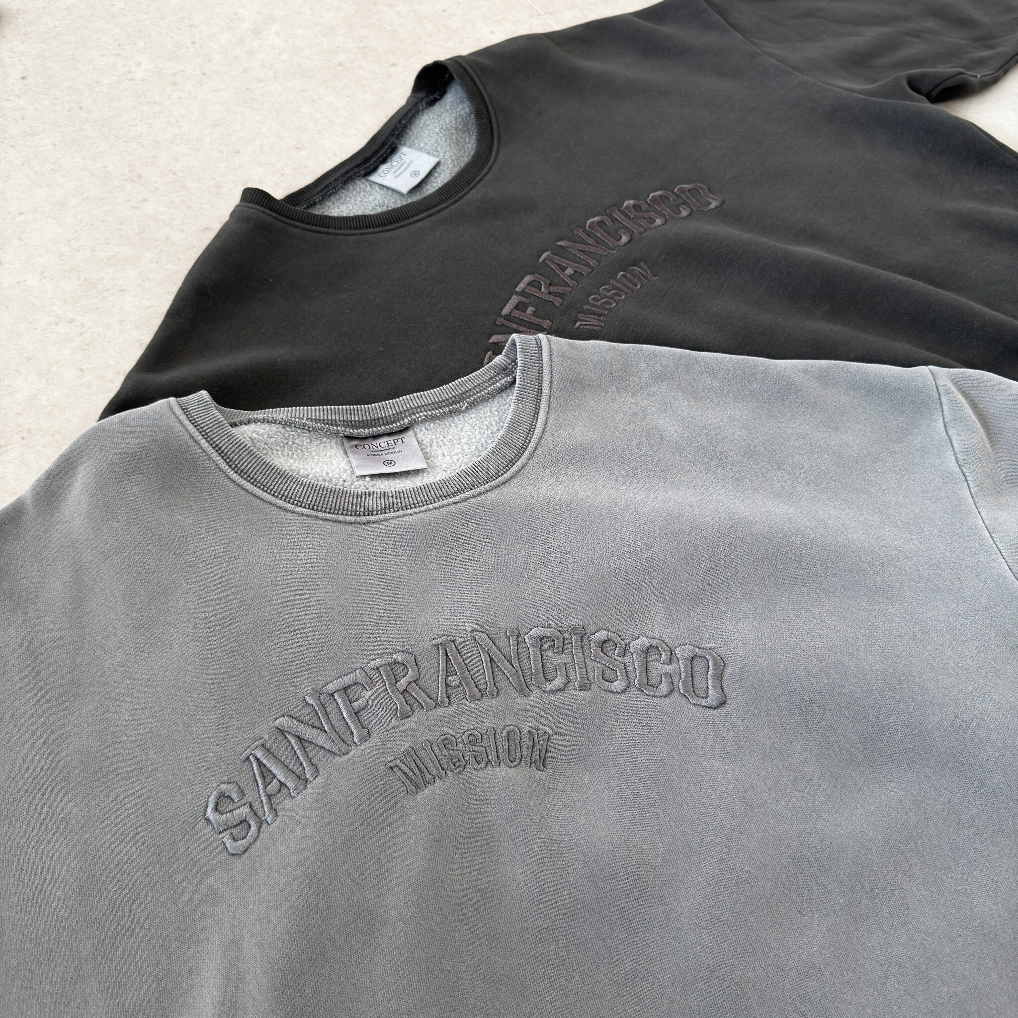 SANFRANCISCO 刺繡字母 刷毛大學T