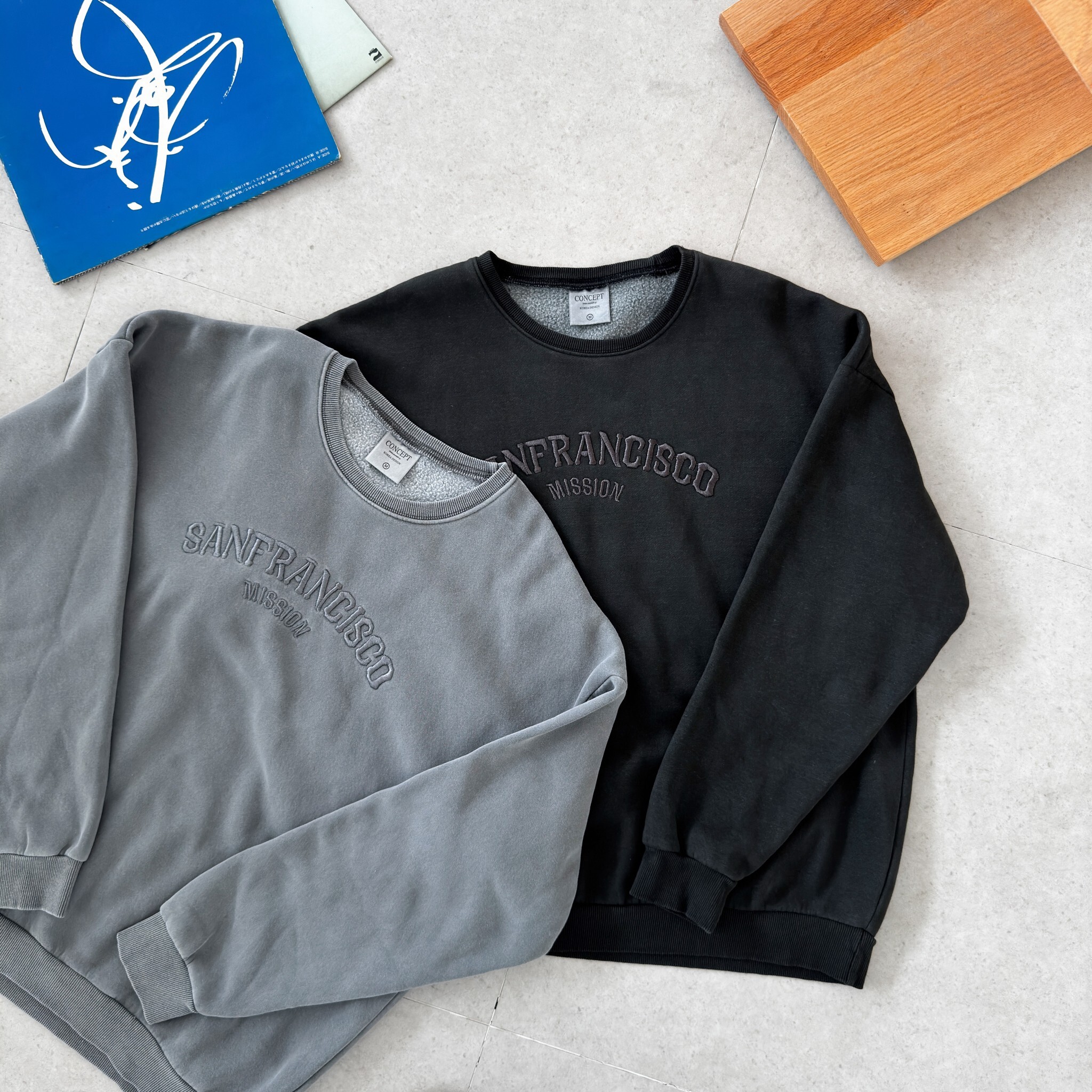 SANFRANCISCO 刺繡字母 刷毛大學T