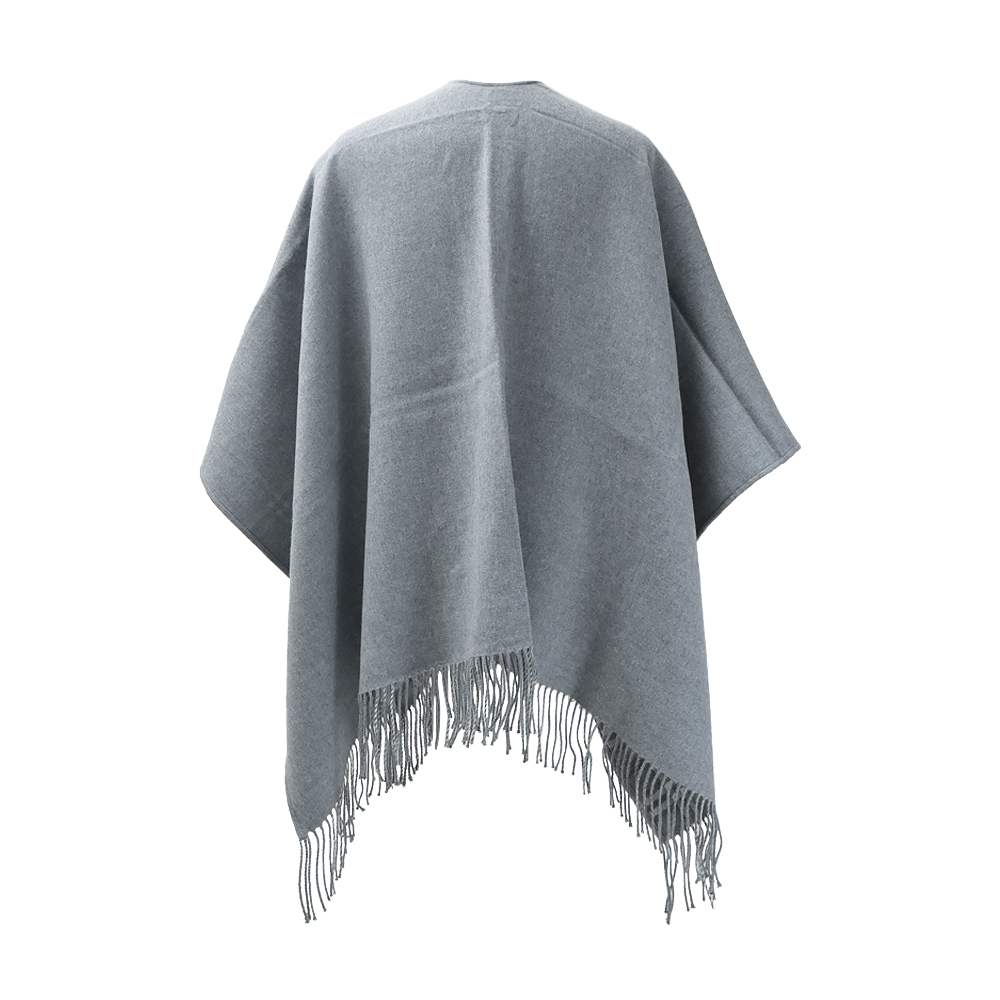 【JS’Maxx】BURBERRY 經典格紋雙面羊毛斗篷(灰色)