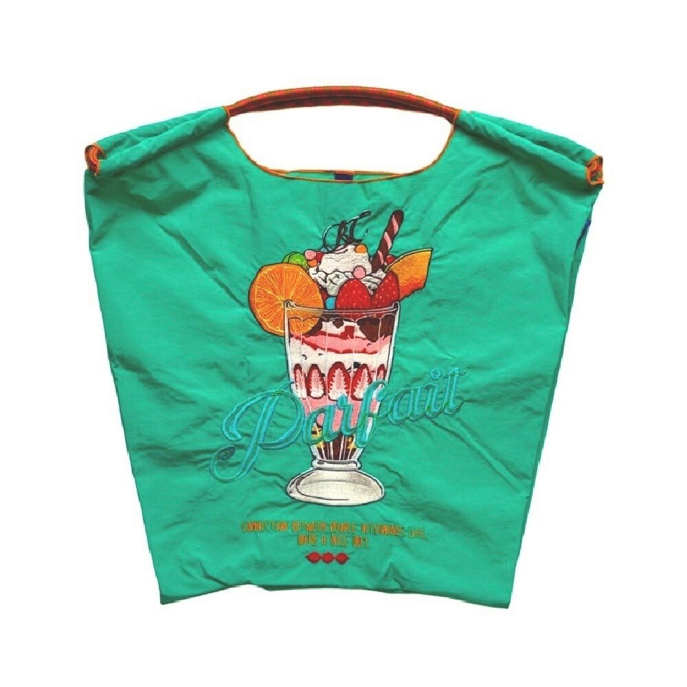 Ball＆Chain 刺繡環保購物袋 M號 - 綠 (30102978)