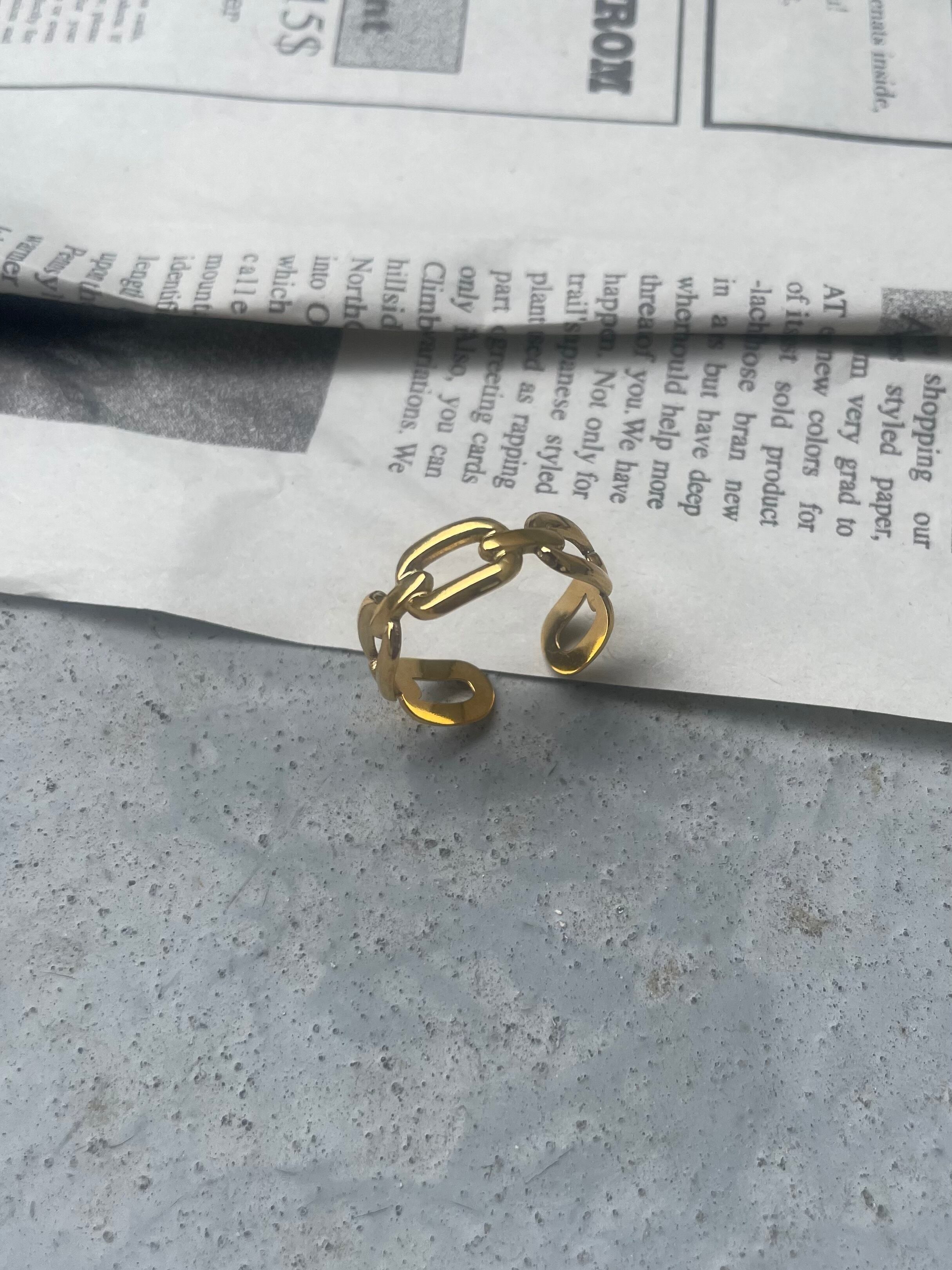 ss gold chain ring