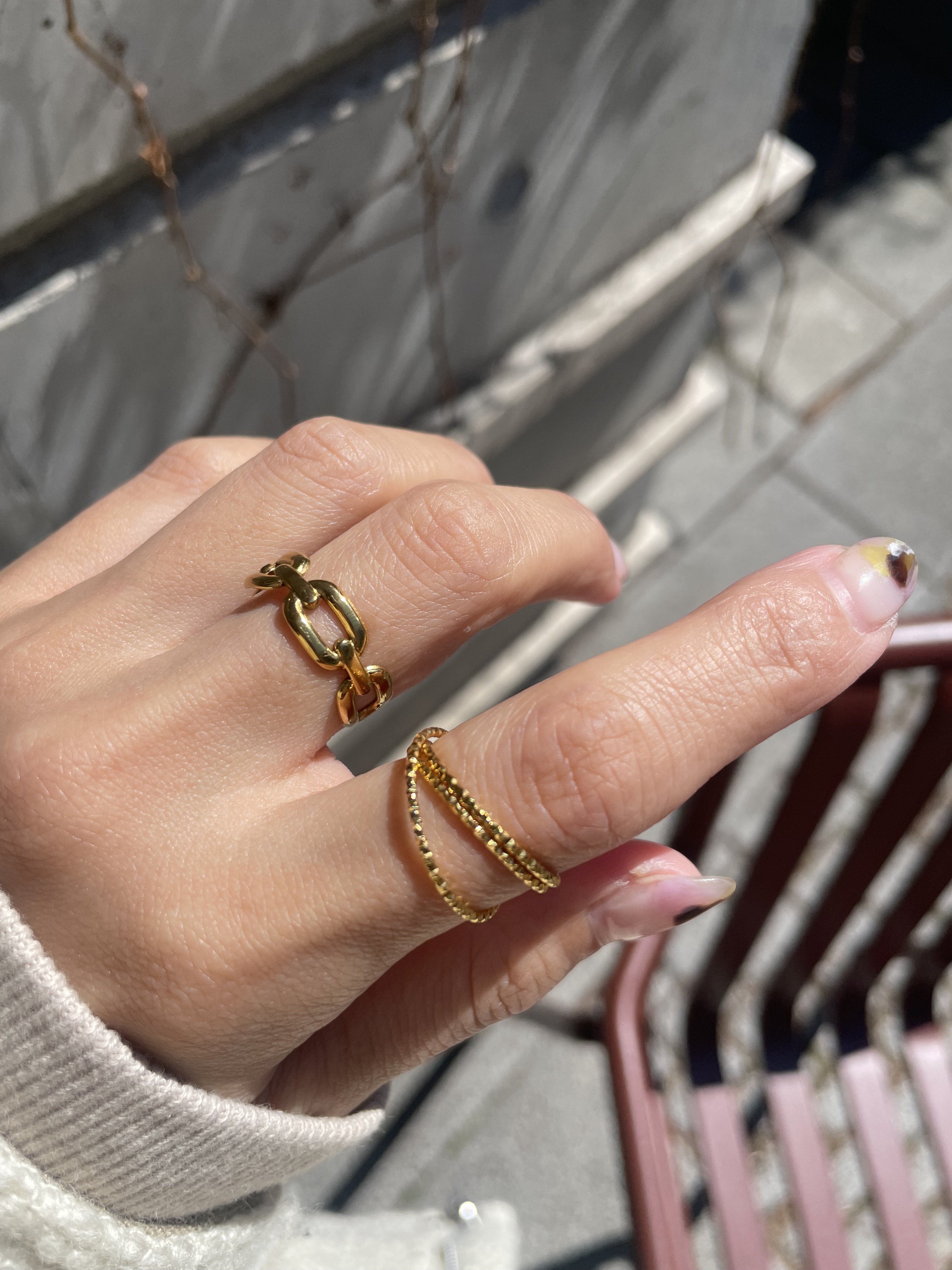 ss gold chain ring