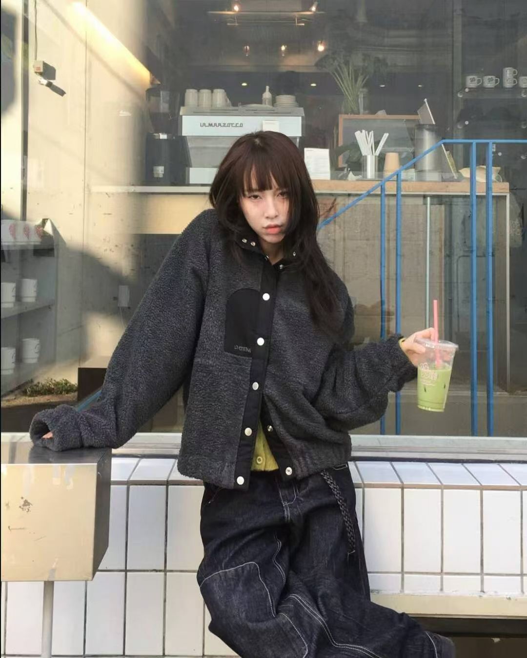 GB5229 捲捲毛毛啪鈕扣外套