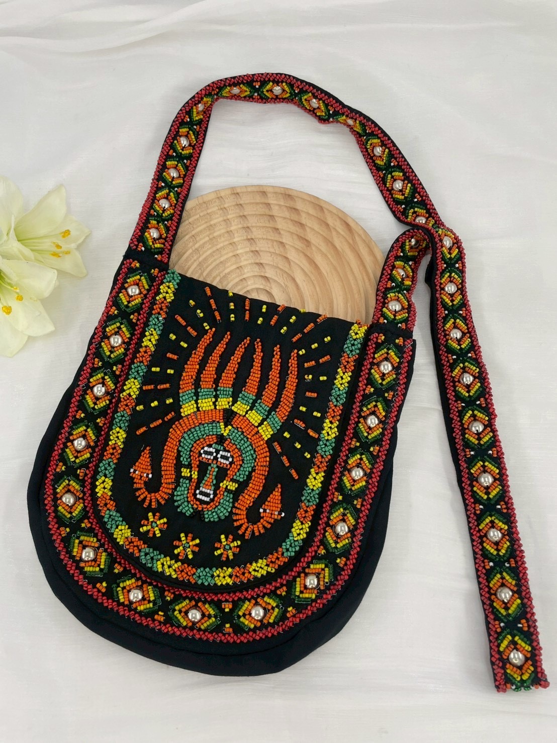 黑No.14-珠繡肩背包寬22深24長120