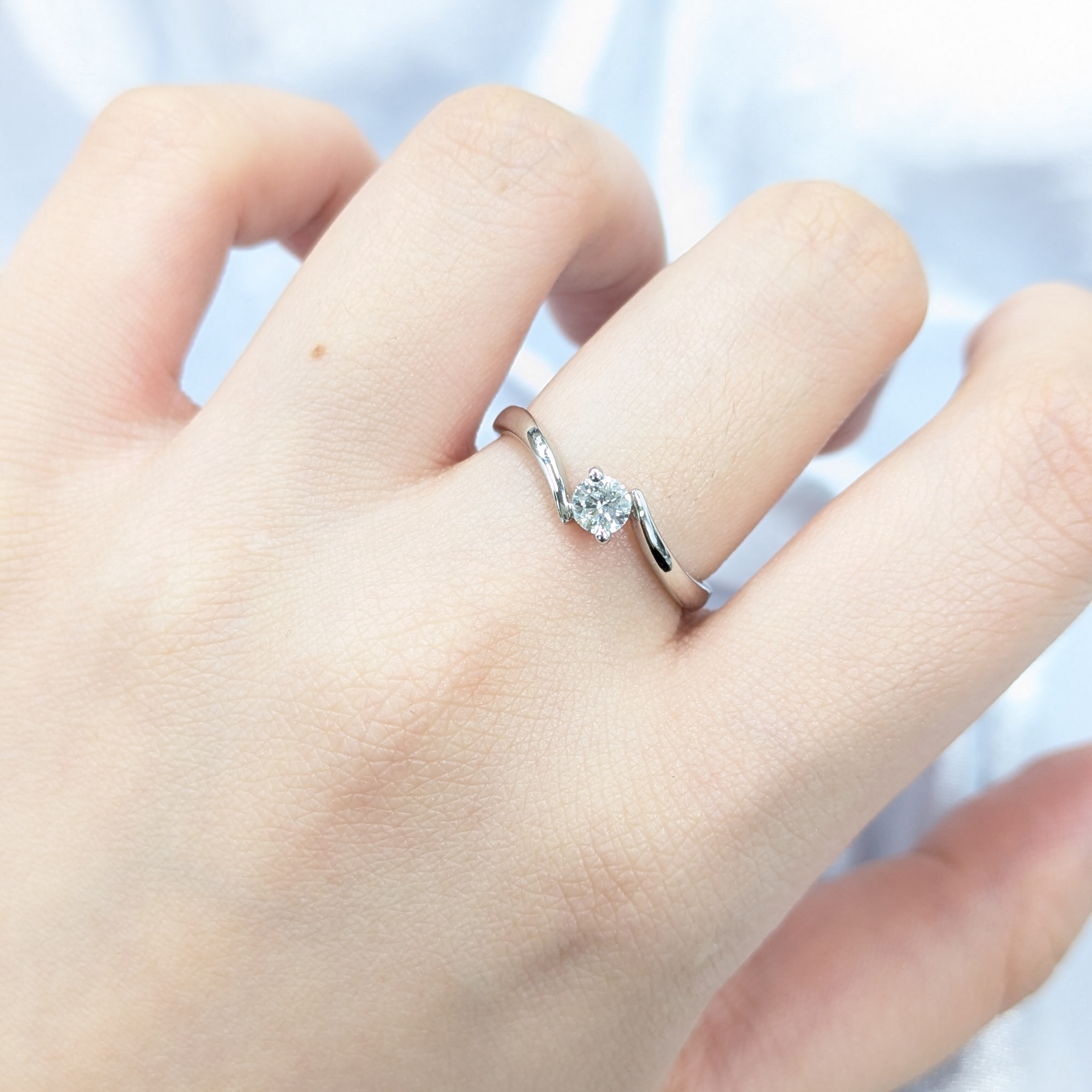 全新18K白金【單粒21份鑽石】戒指