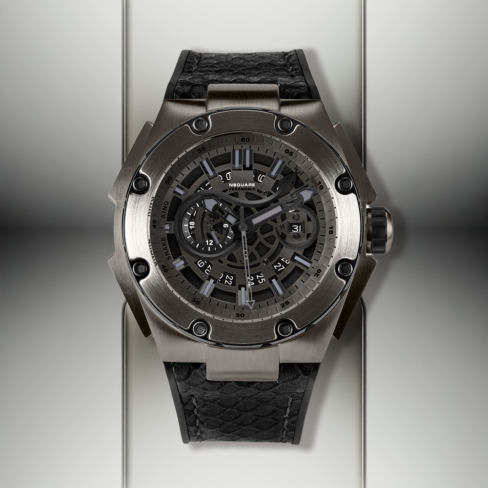 (預購)【NSQUARE】蛇皇系列 日本機芯 蛇紋 夜光 日期顯示 機械 腕錶 G0471-N10.5