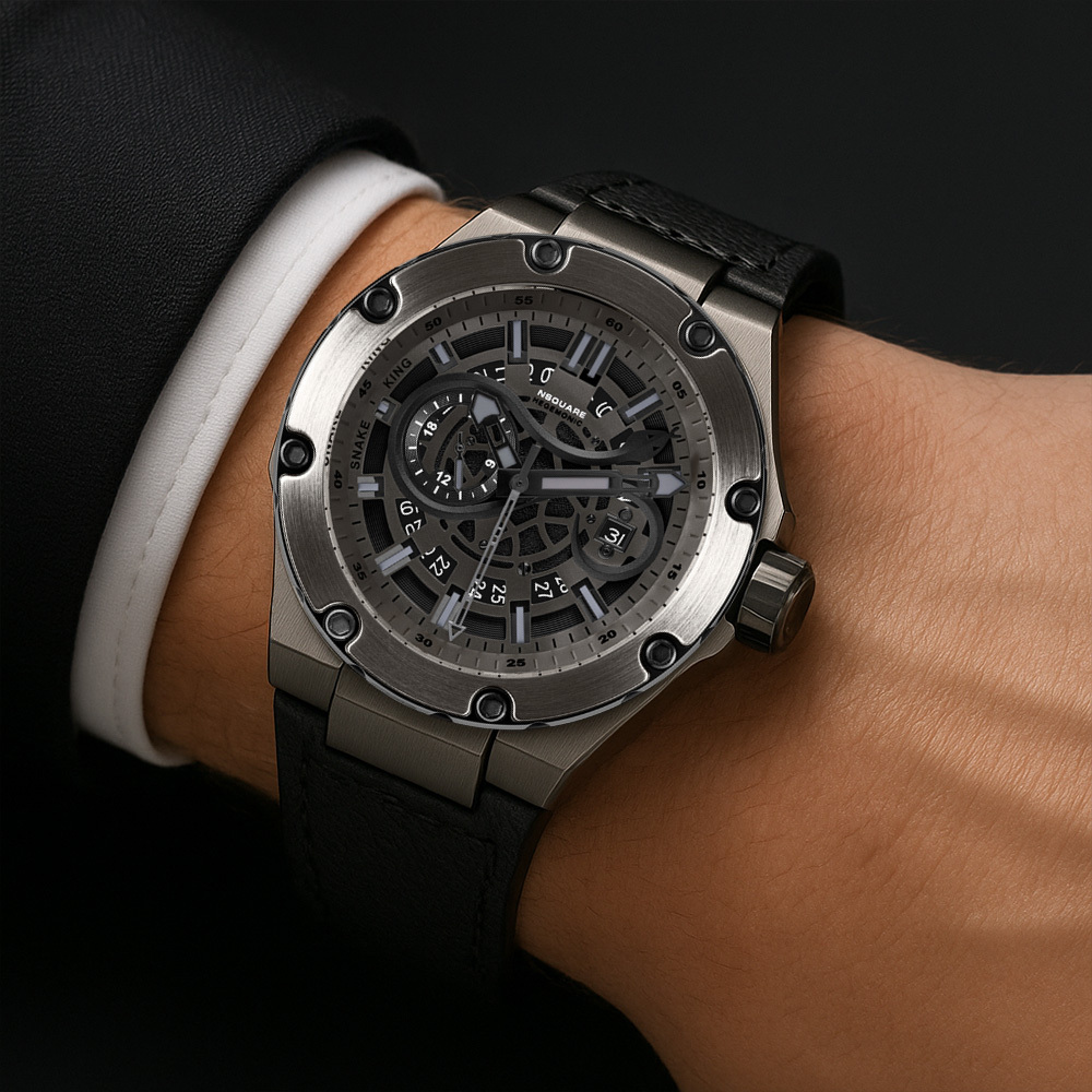 (預購)【NSQUARE】蛇皇系列 日本機芯 蛇紋 夜光 日期顯示 機械 腕錶 G0471-N10.5