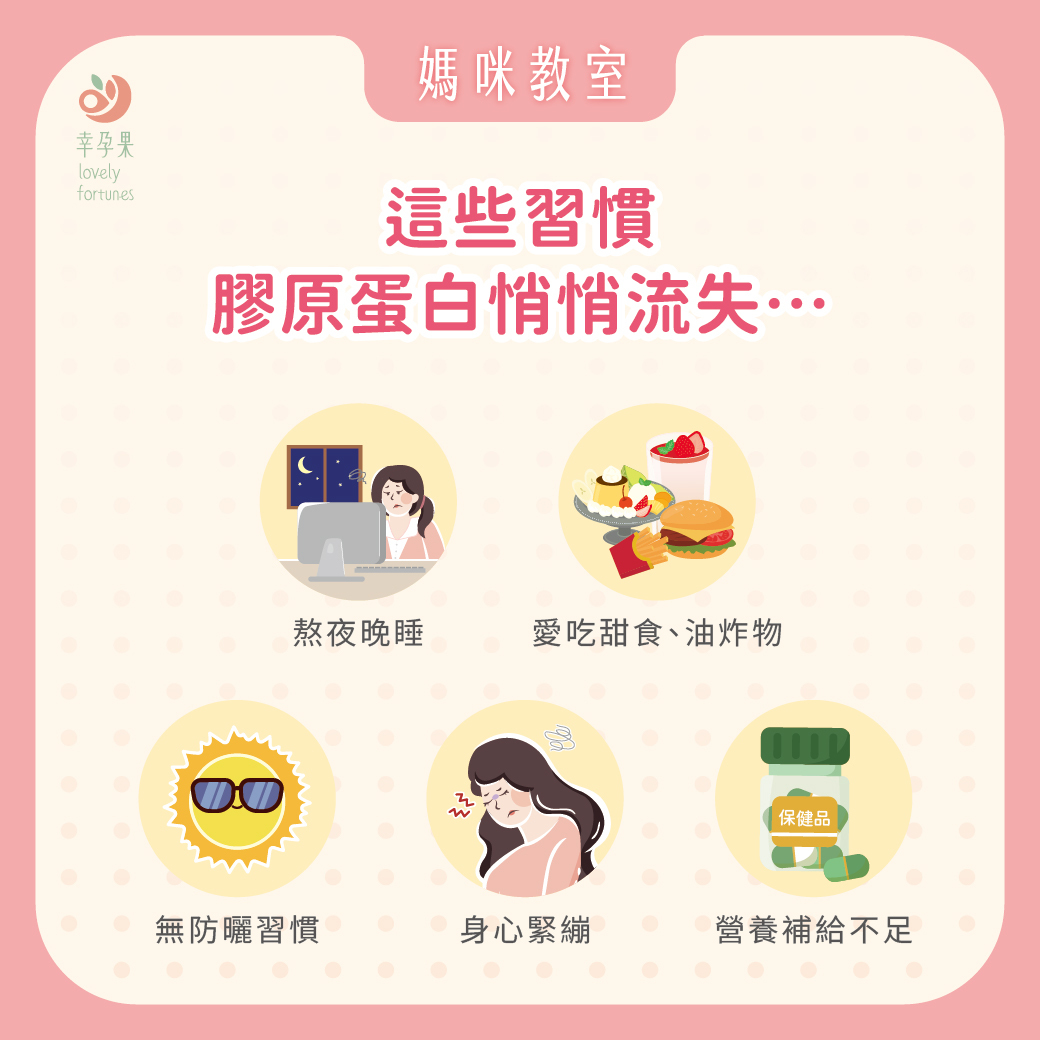 幸孕果媽咪教室 孕哺媽咪請注意!這5個日常行為正在加速膠原蛋白流失