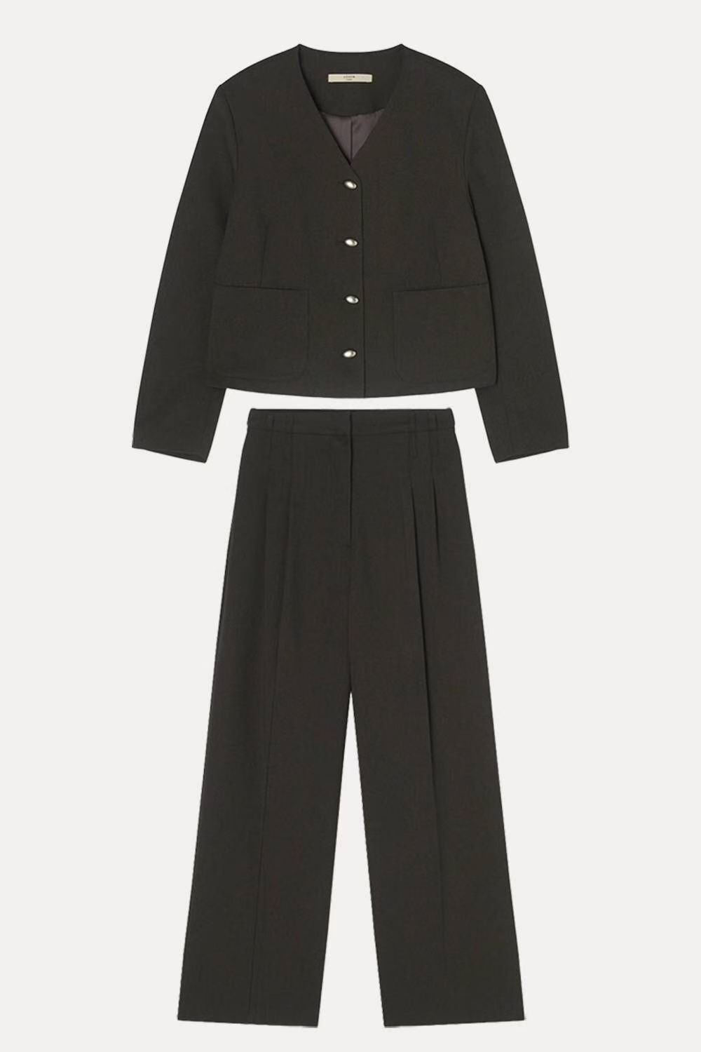 GB5235 壓褶高腰直筒西裝褲