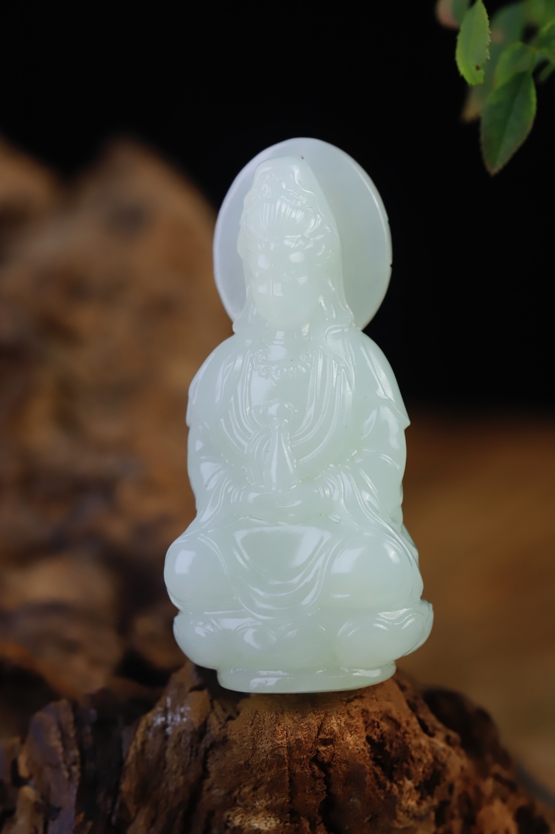 和田玉淨瓶觀音,天然和田玉軟玉