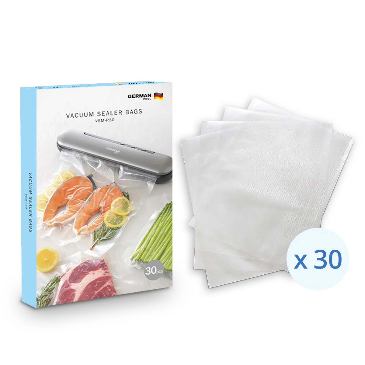 德國寶 German Pool   VSM-P30‧真空保鮮袋‧30個保鮮袋 (28 x 40 cm)‧VSM 系列專用保鮮袋‧香港行貨‧