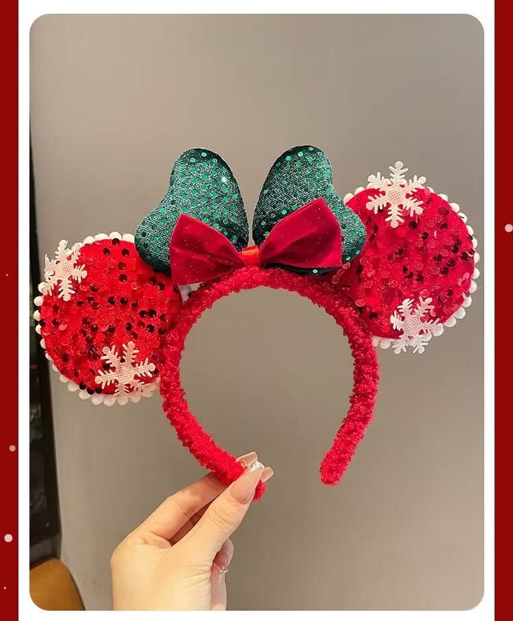 BYB11HA125RD 雪花閃閃聖誕蝴蝶結造型頭箍