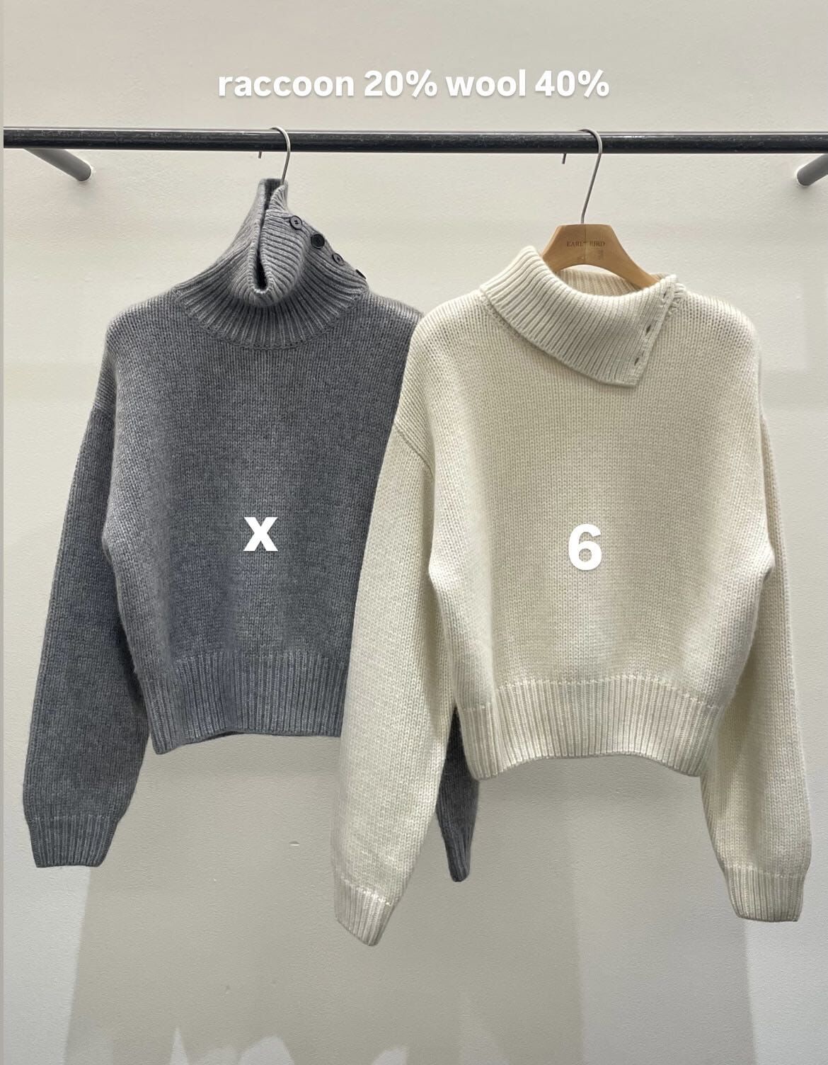 OB5226 高領反領短版毛衣