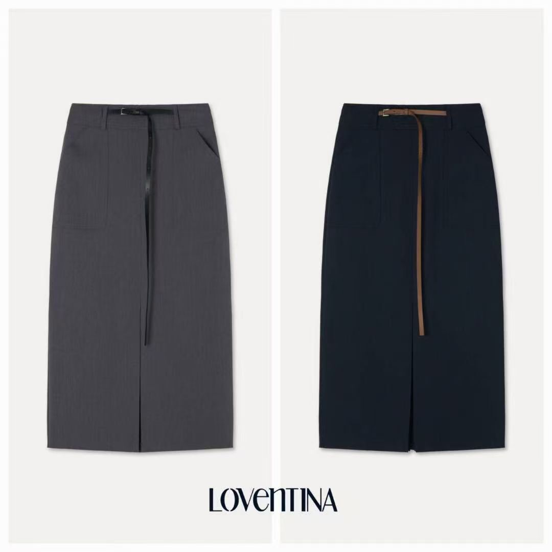 GB5242 幼皮帶高腰A字開衩半身裙