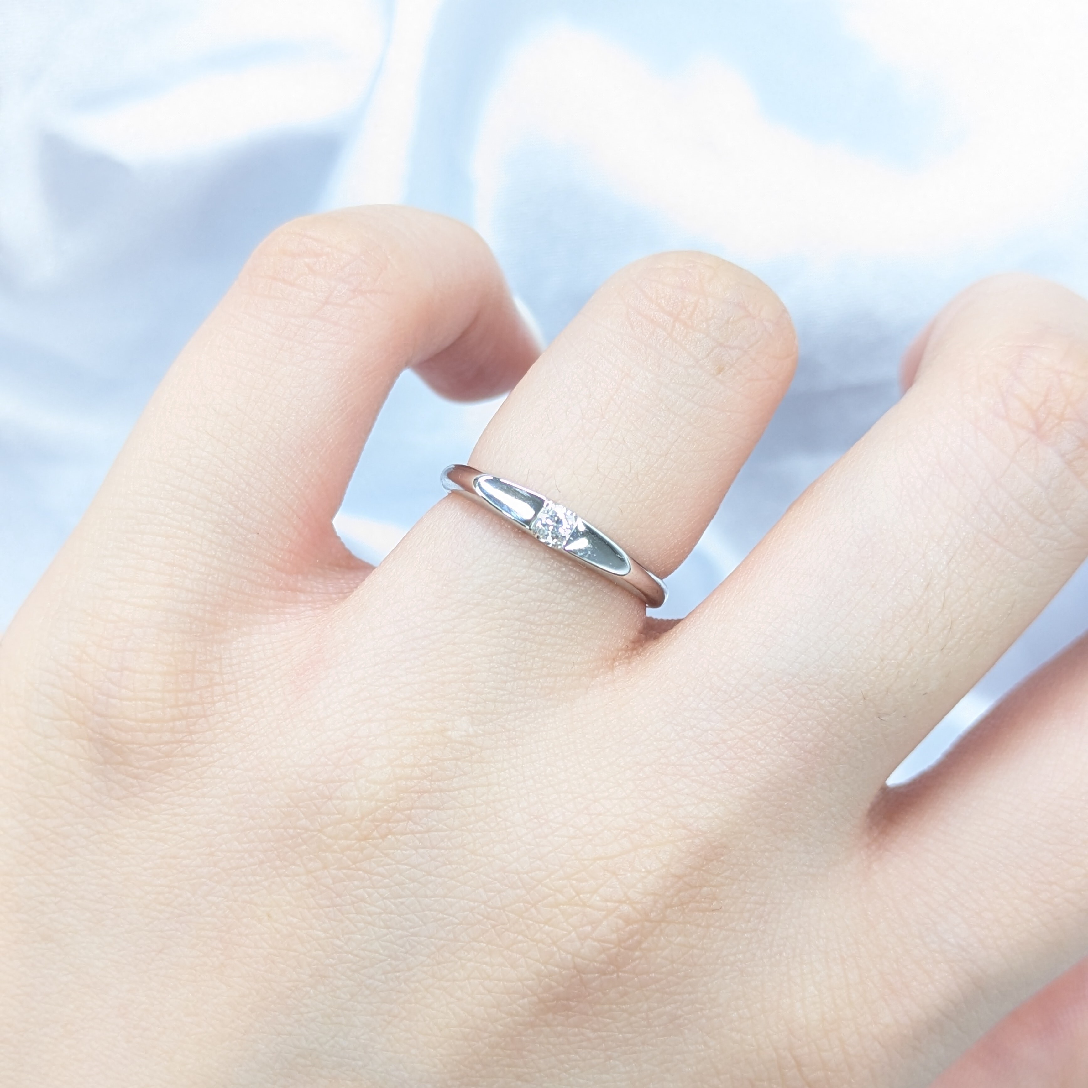 全新14K白金【單粒7份鑽石】戒指