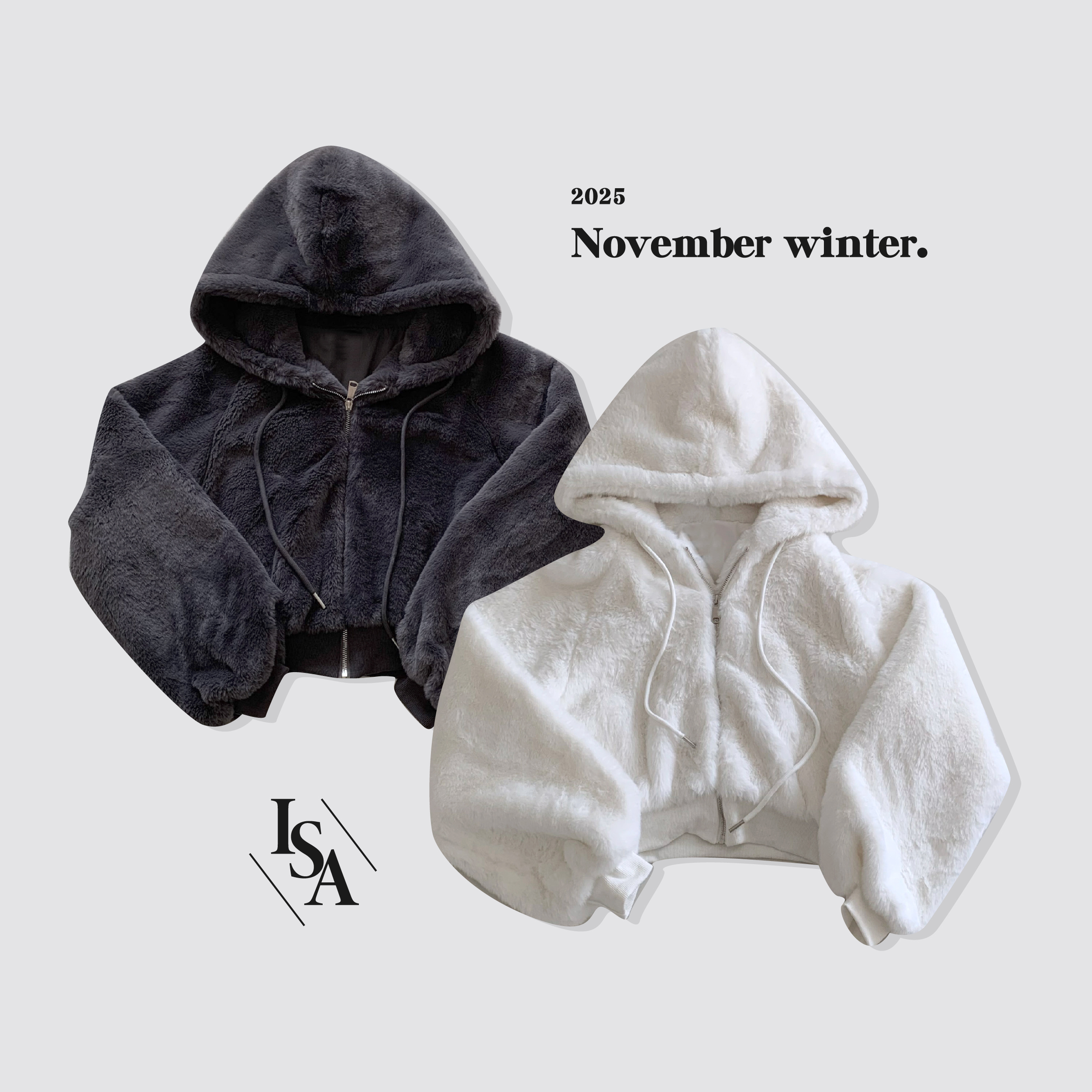 ISA_暖暖惹人愛! 毛絨絨泰迪短版連帽外套_51059