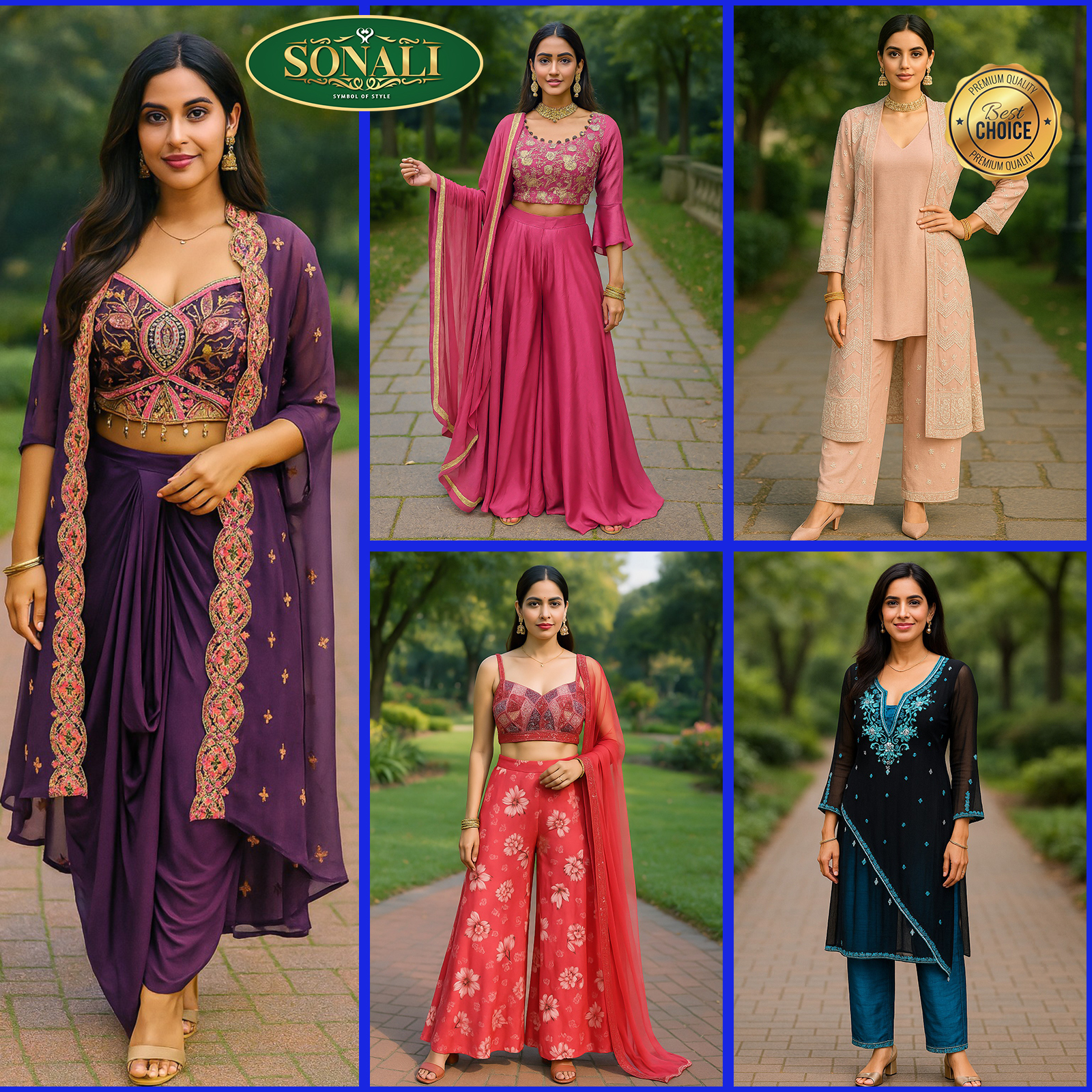 Sonali's Premier Quality Women Suits / Bollywood Suits / Blouse and Skirts