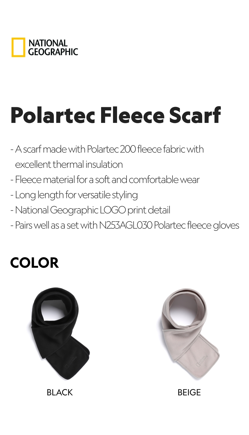 Polartec Fleece Scarf - BLACK