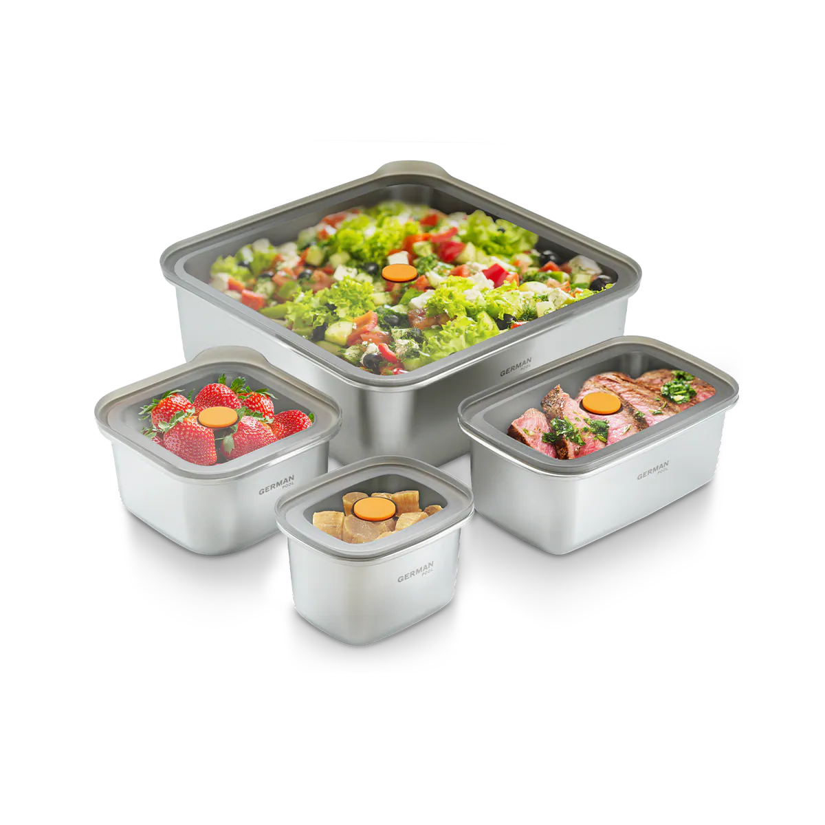 德國寶 German Pool   SSB-SET4‧FreshLock可微波不銹鋼保鮮盒‧香港行貨‧