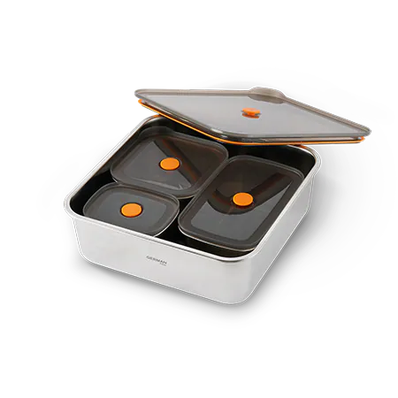 德國寶 German Pool   SSB-SET4‧FreshLock可微波不銹鋼保鮮盒‧香港行貨‧