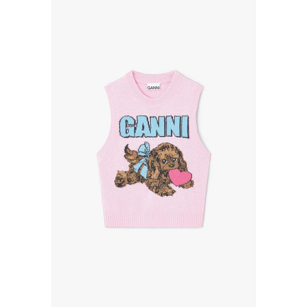 1VT1119-008 GANNI Puppy Wool Vest Pink #K2616 (C-EU-E)