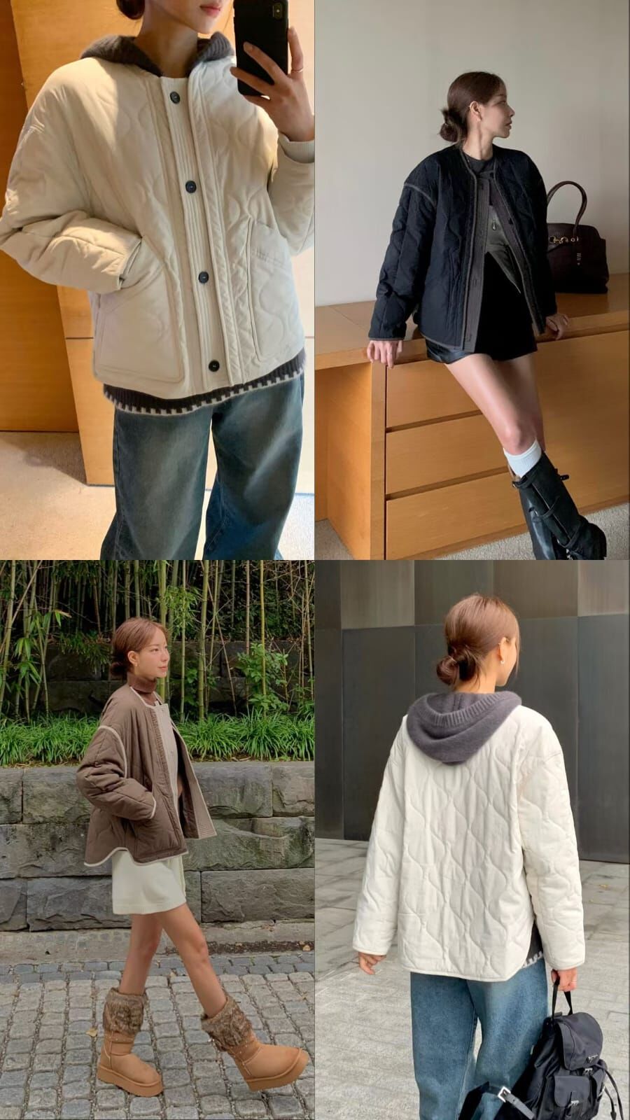 OB5125 前短後長異材質拼接排扣外套