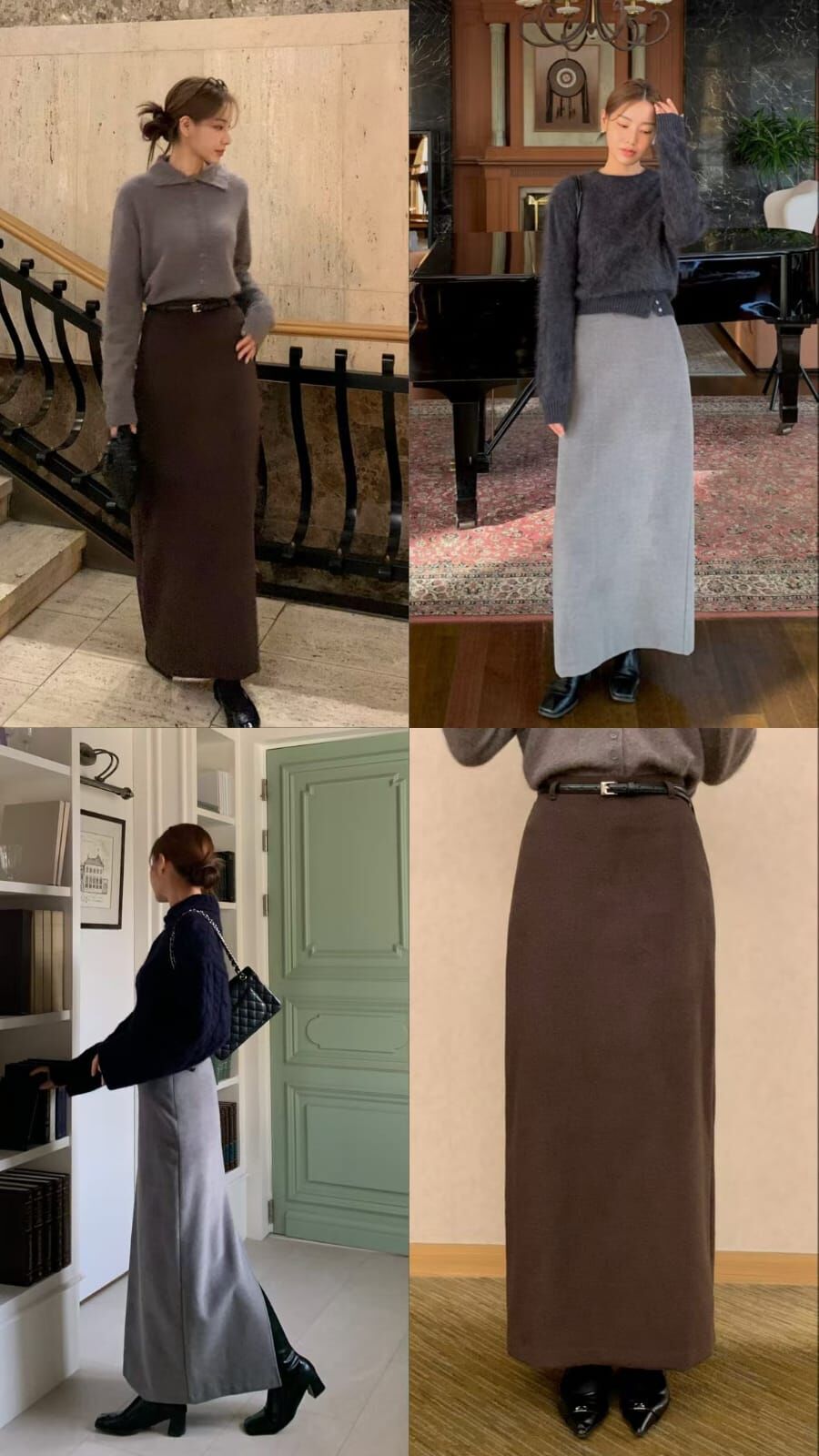 OB5208 羊毛簡約百搭直筒腰帶長裙(S/M) *特價* (優惠碼同充值購物金不適用)