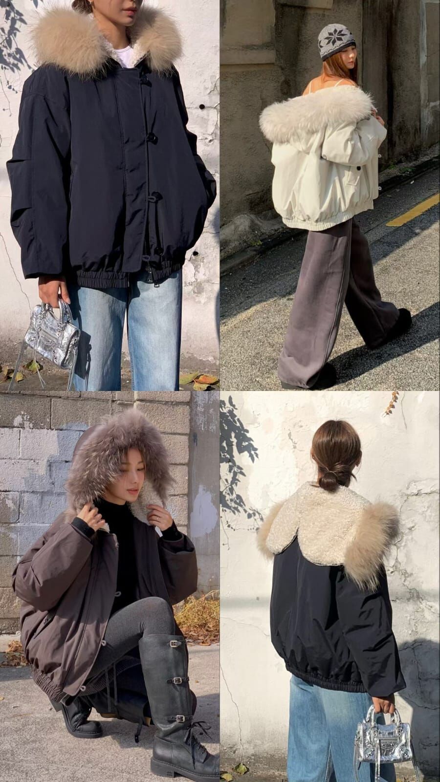 OB5201 高級貉毛領短款鴨絨外套