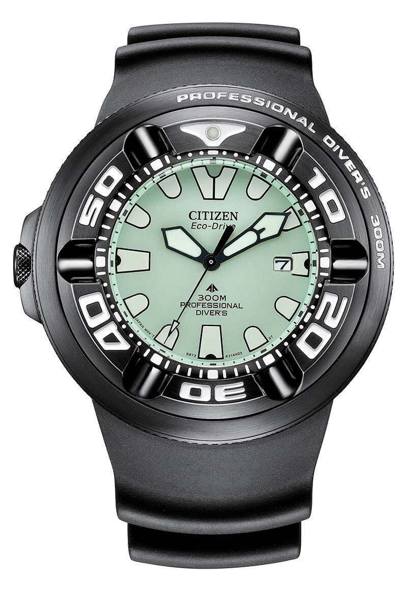 Citizen 星辰  Herrenuhr Eco-Drive Professional Diver 48mm 30ATM BJ8055-04X  綠色錶盤夜光面 光動能  潛水錶