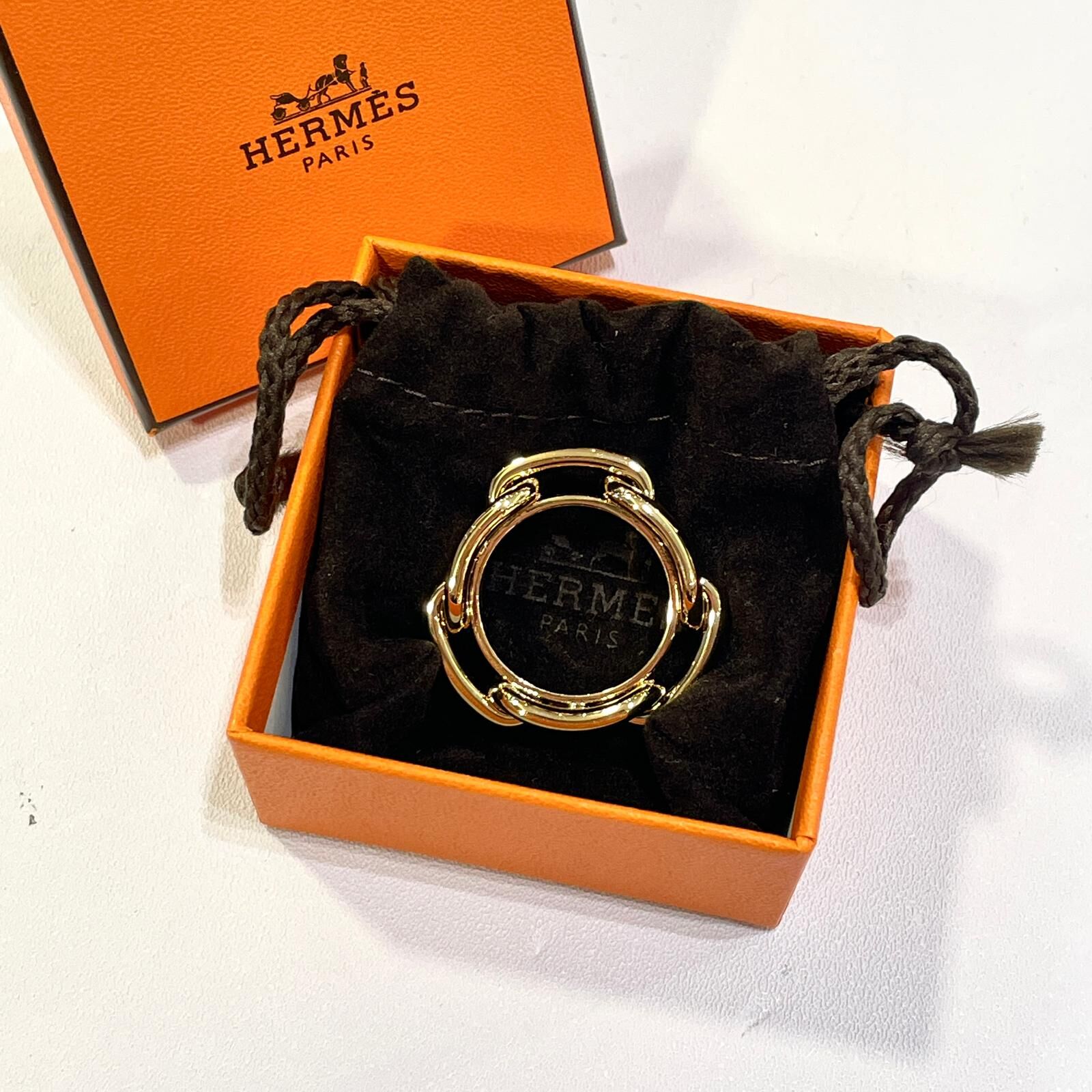 全新HERMES絲巾扣,4個猪鼻相連金色,Cheune Dancle Scarfling, Gold plating, CHAINE D'ANCRE, Ladies A Rank, #BRAND NEW #香榭站正品