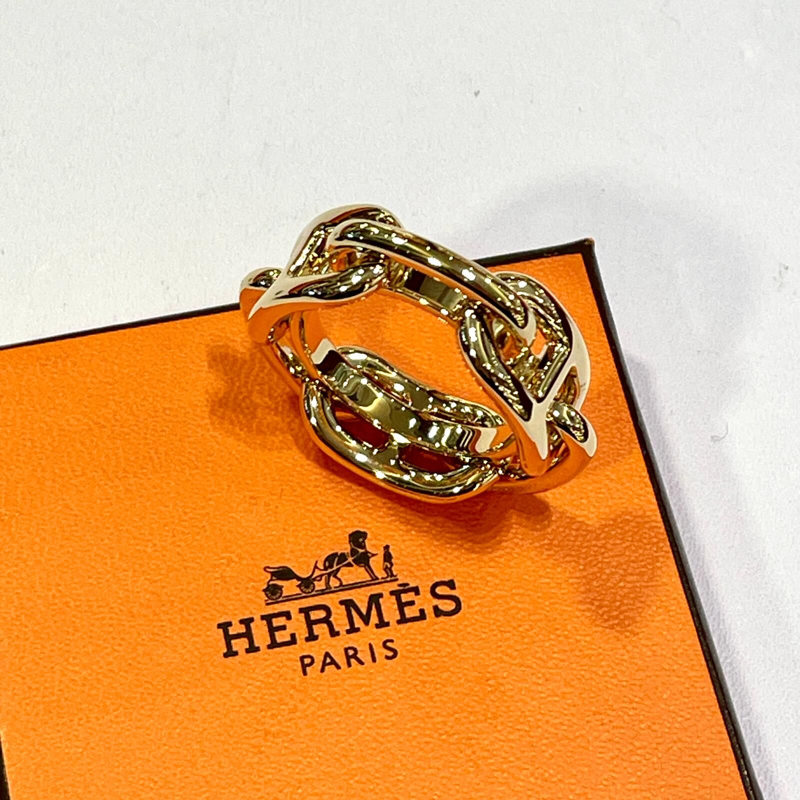 全新HERMES絲巾扣,4個猪鼻相連金色,Cheune Dancle Scarfling, Gold plating, CHAINE D'ANCRE, Ladies A Rank, #BRAND NEW #香榭站正品