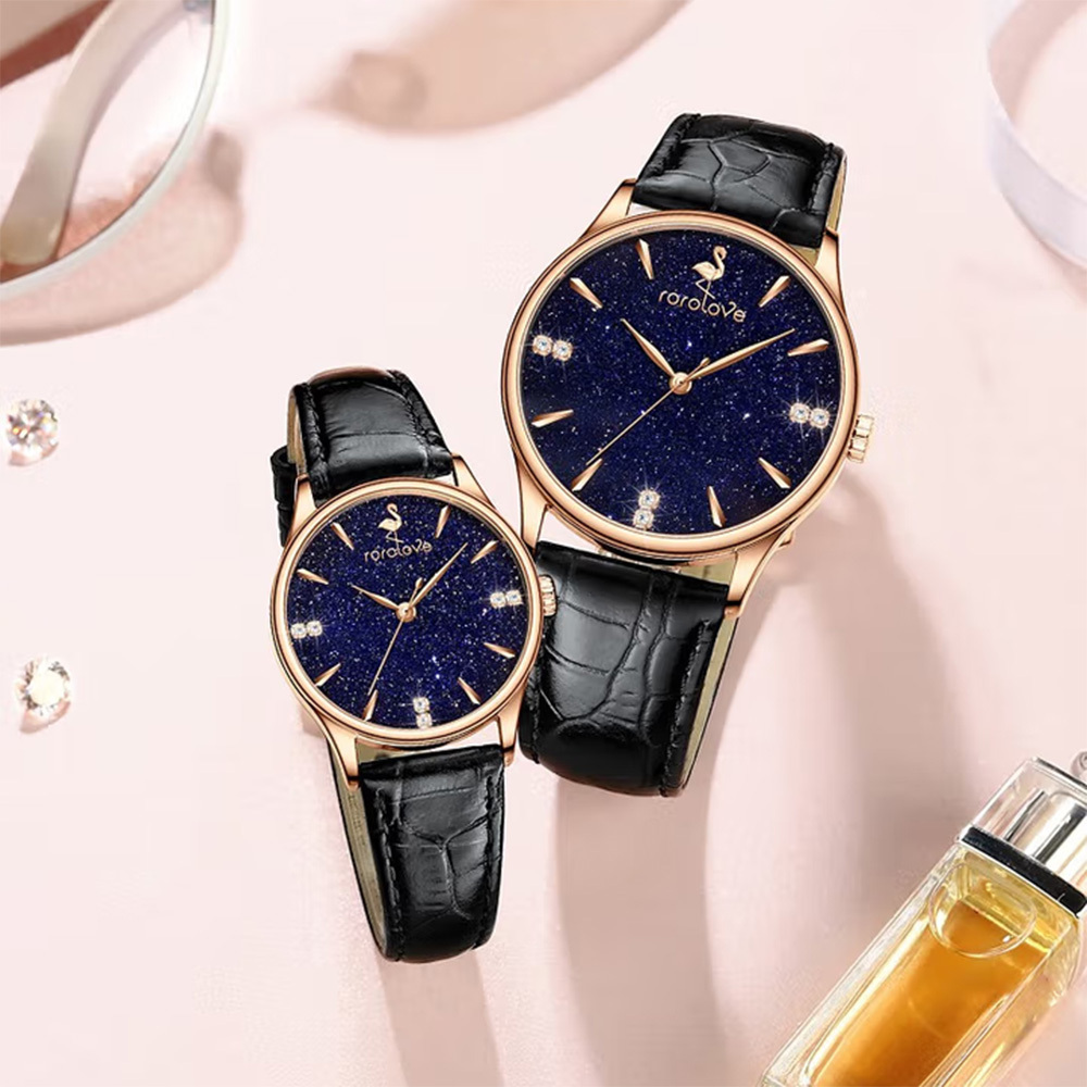 【ROROLOVE鑽石世家】花樣系列 瑰麗 氣質 鑽石 藍砂石 真皮 女款 石英 手錶