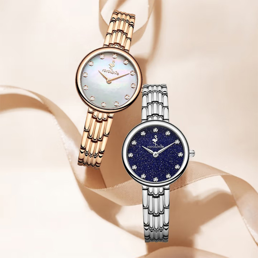【ROROLOVE鑽石世家】極光系列 瑰麗 時尚 鑽石 不鏽鋼 女款 石英 手錶