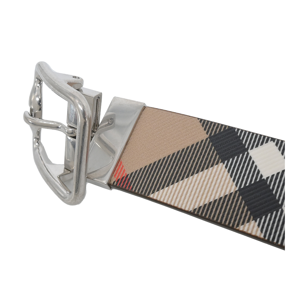 【JS’Maxx】BURBERRY 經典格紋雙面兩用B字形帶扣男士皮帶(沙色/軍綠-90cm/95cm/100cm/105cm)