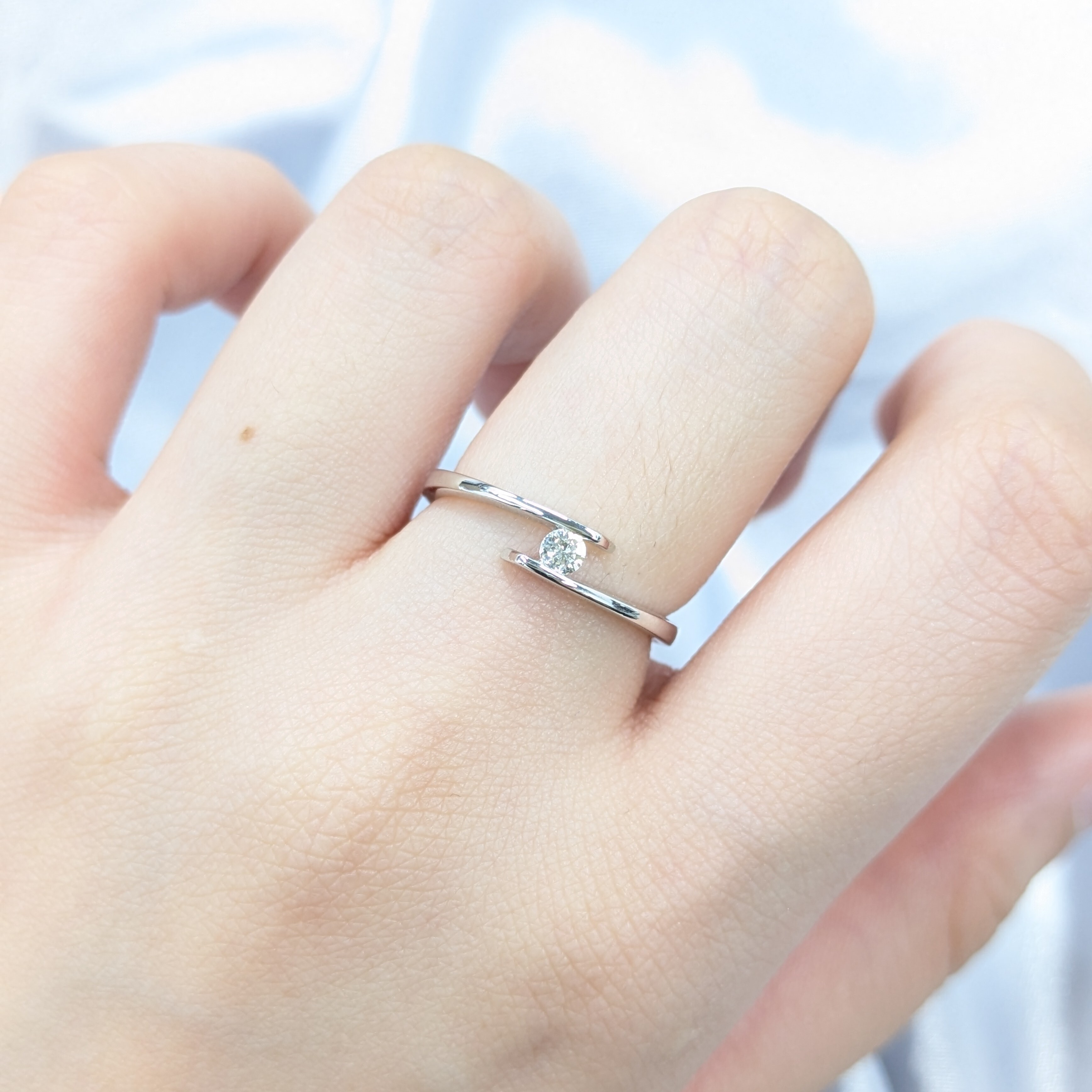 全新18K白金【單粒8份鑽石】戒指