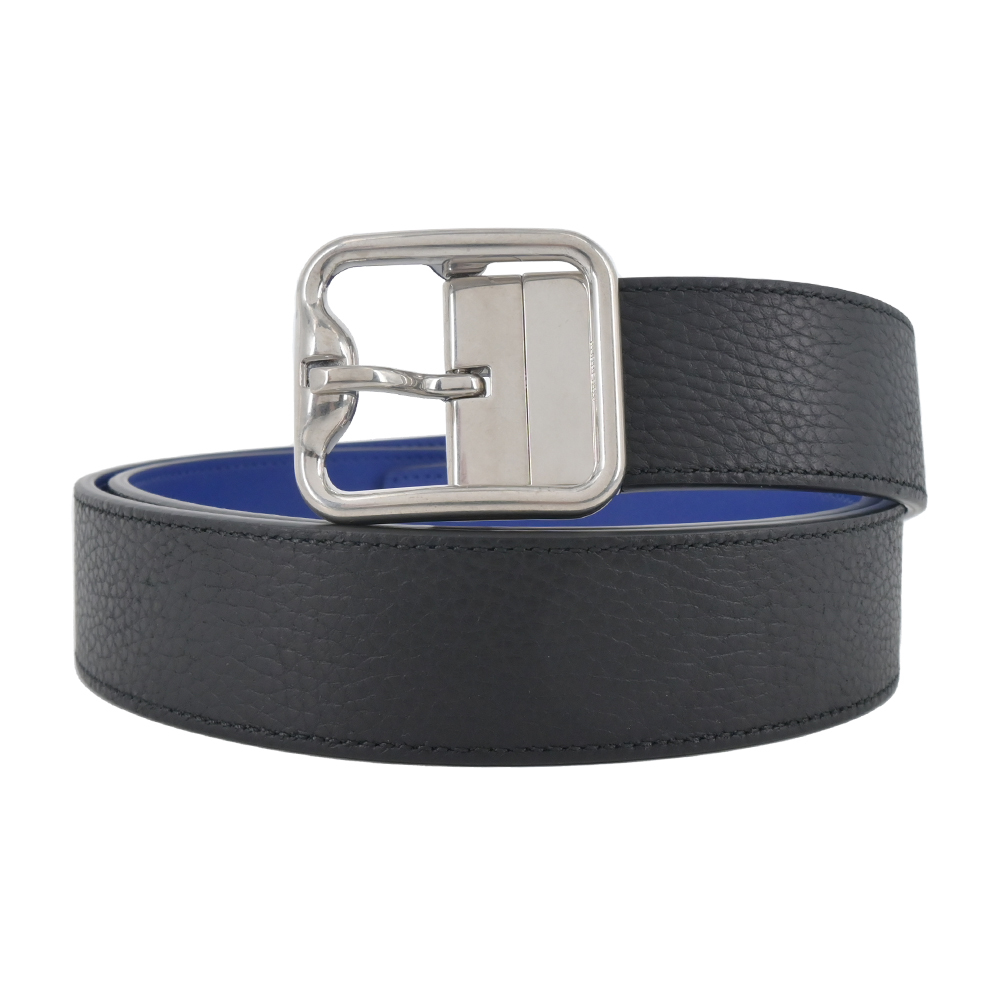 【JS’Maxx】BURBERRY 經典B字扣雙面兩用男士皮帶(黑色/騎士藍-90cm/95cm/100cm)