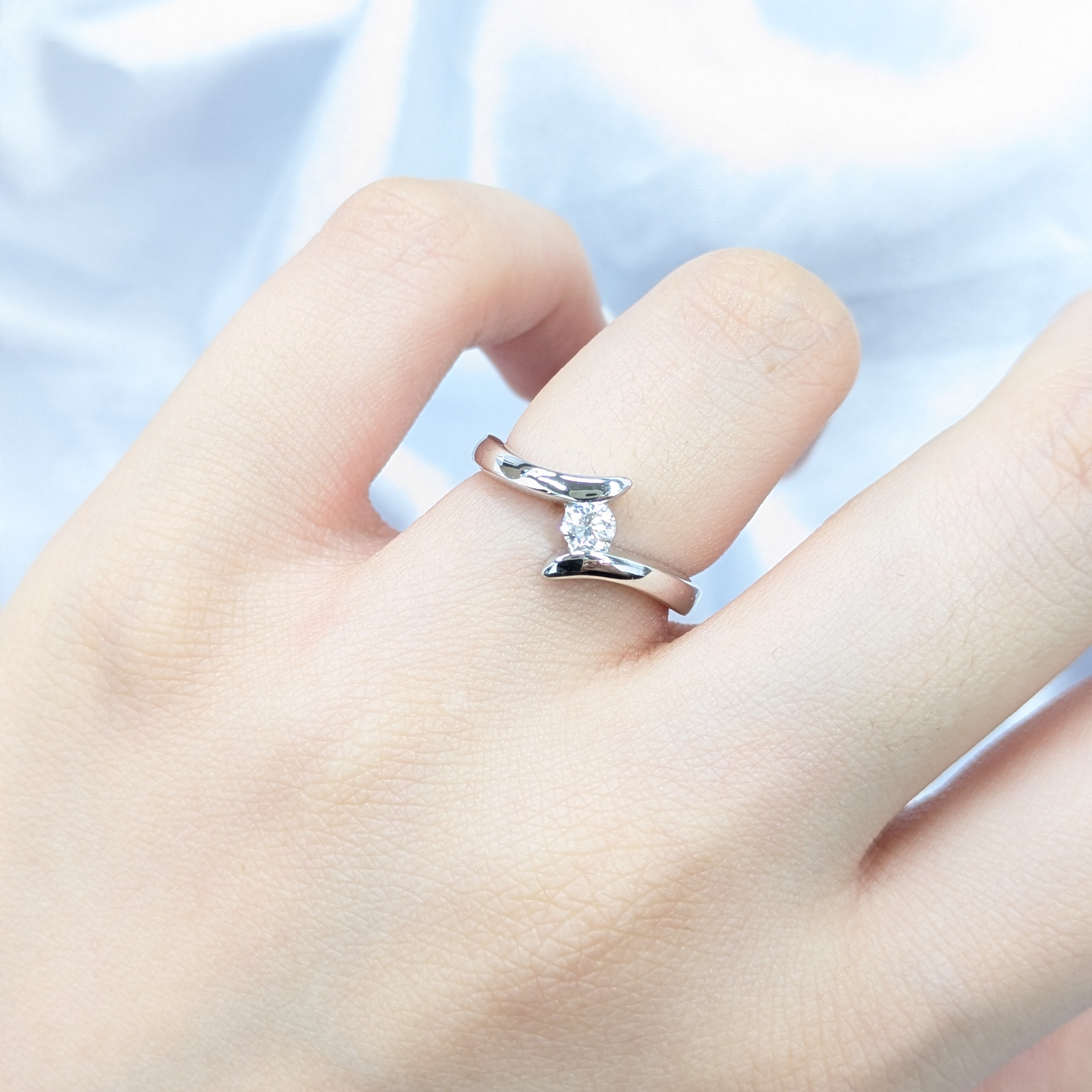 全新18K白金【單粒15份鑽石】戒指