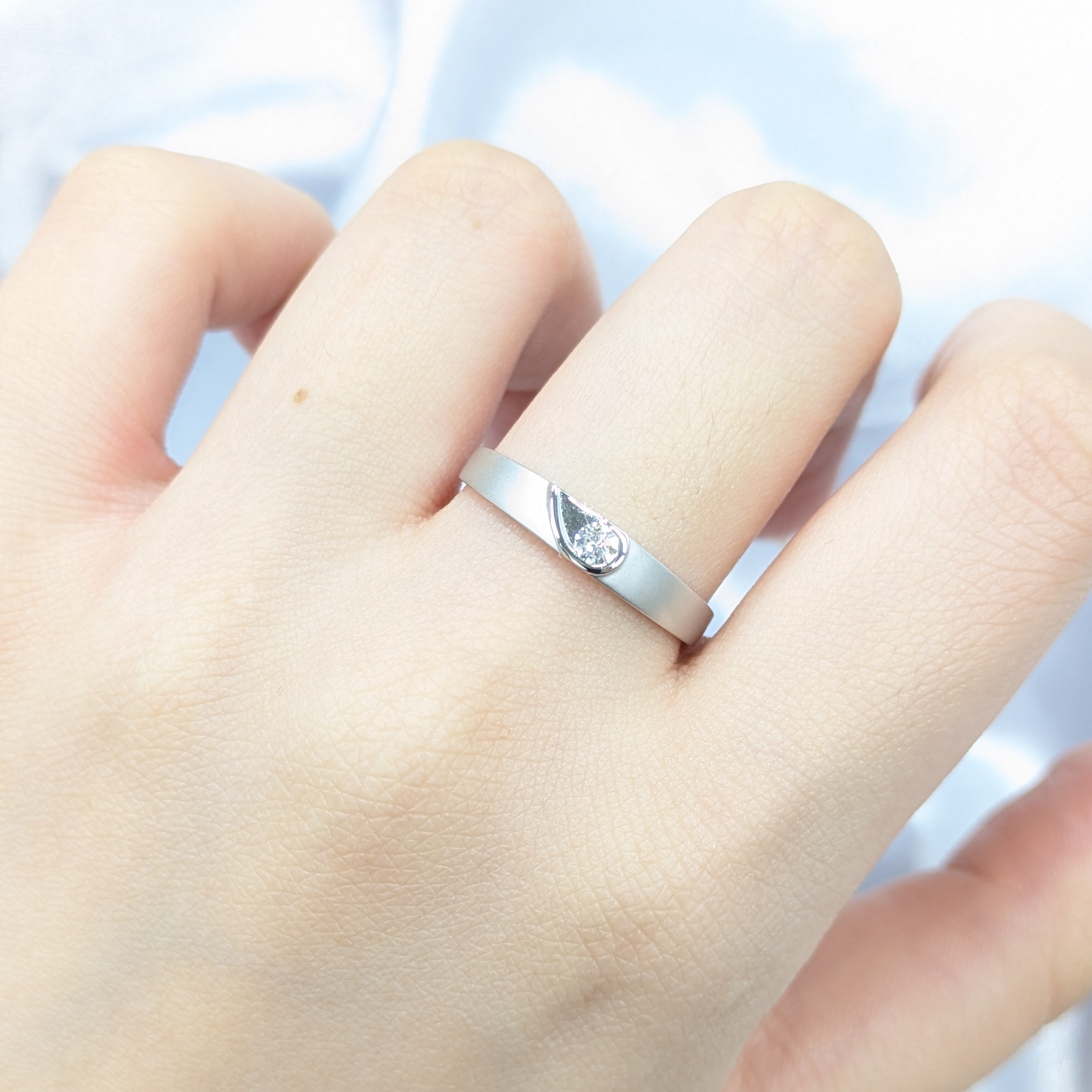 全新18K白金【單粒8份鑽石】戒指