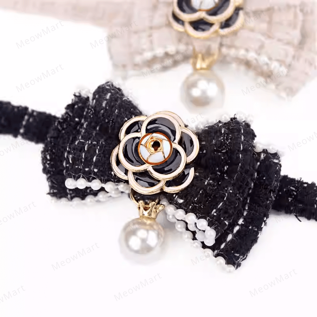 山茶花珍珠貓頸圈