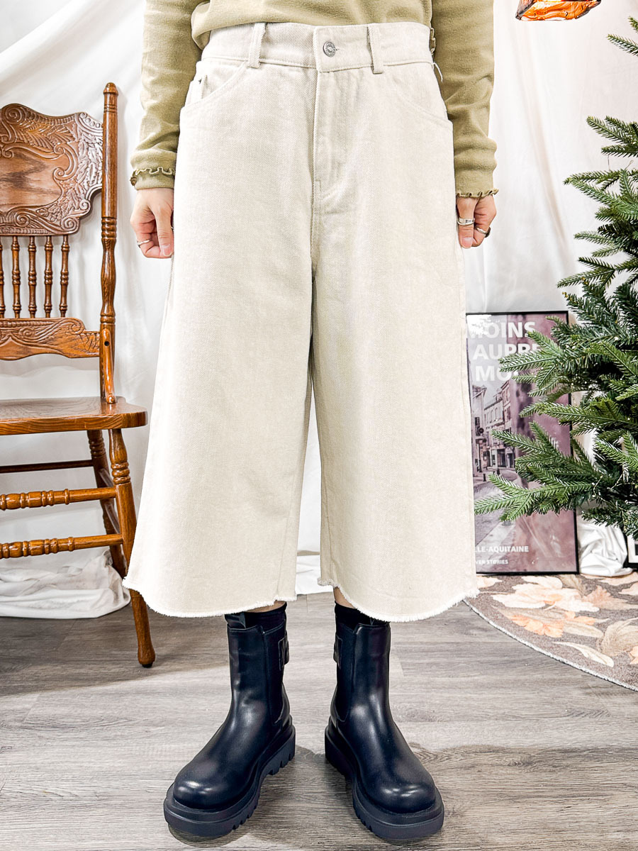 ⬇️開倉低至半價😱FINALSALE📣 後腰橡根．腳位SOSO．內抓毛 扯布料直腳褲 (有袋) 【8分長】【不設退換】