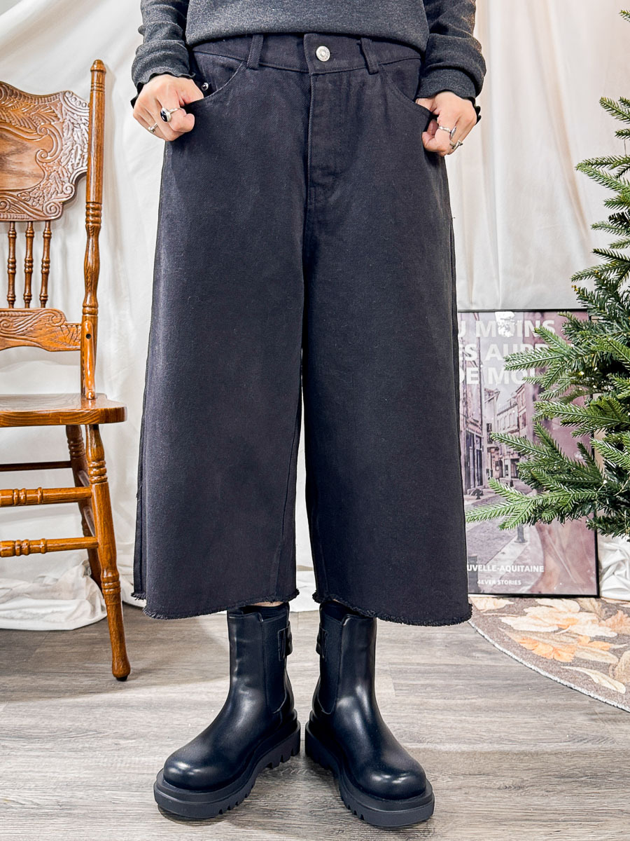 ⬇️開倉低至半價😱FINALSALE📣 後腰橡根．腳位SOSO．內抓毛 扯布料直腳褲 (有袋) 【8分長】【不設退換】